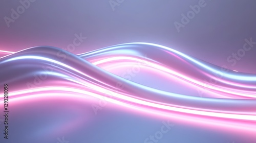 Smooth Waves of Light in Pink and Blue Tones with Subtle Highlights and Reflections for Abstract Background Use