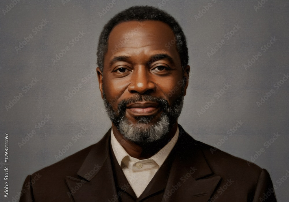 Portrait of a Mature Man with Graying Beard in Brown Suit Portrait of a Mature Man with Graying Beard in Brown Suit