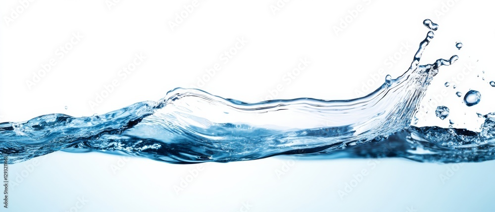 A wave of water is crashing against a white background A wave of water is crashing against a white background