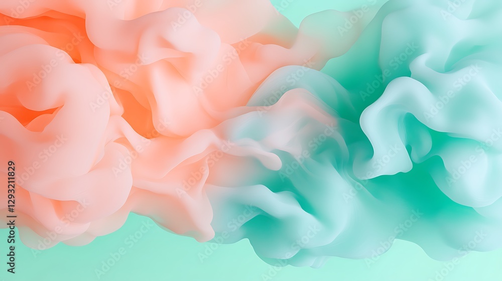 Obraz premium Soft Flowing Waves of Pastel Colors in Gentle Motion for Abstract Background Design or Digital Art Projects