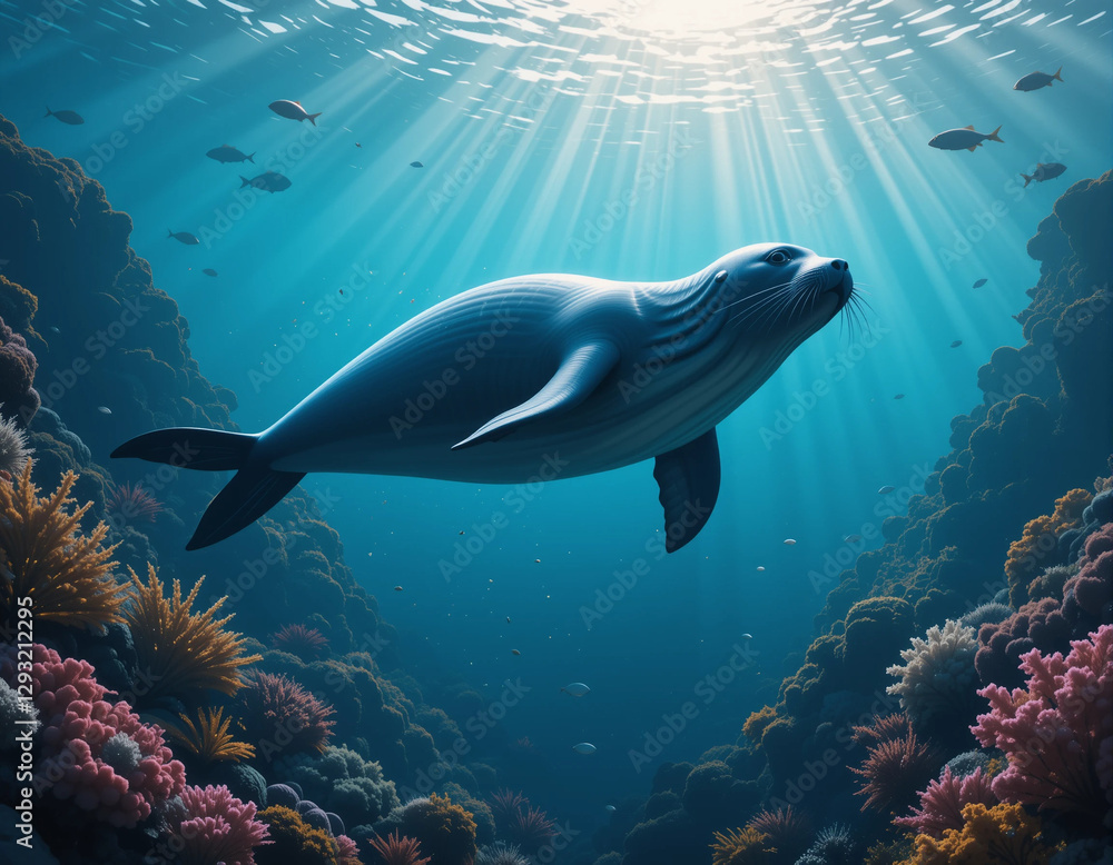 Obraz premium The Graceful Seal: Life Between Ocean and Ice