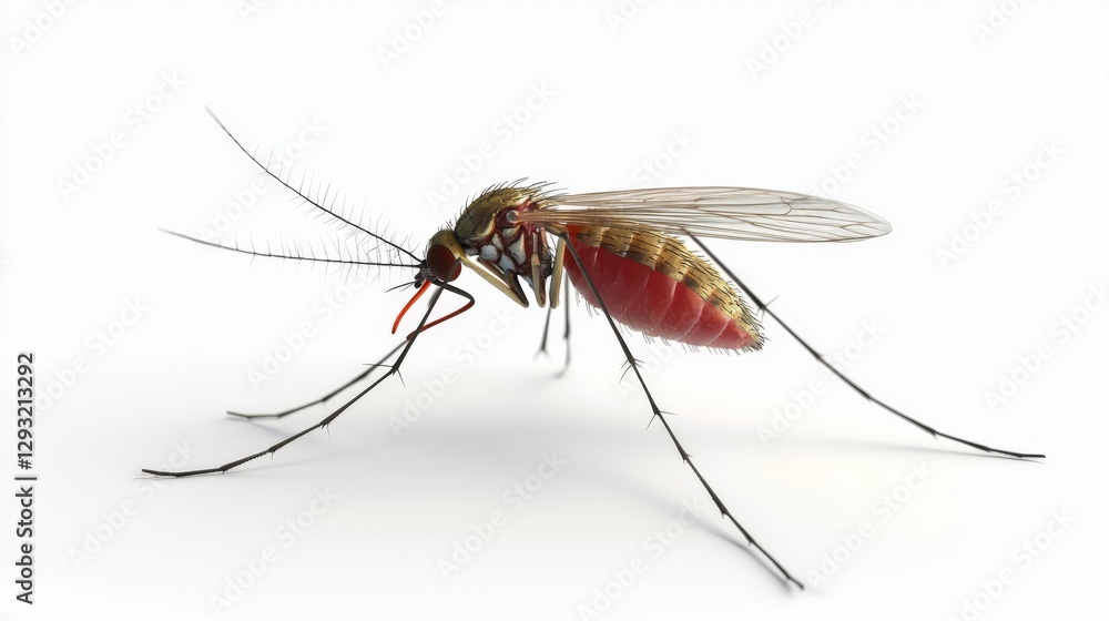 a highly detailed and realistic mosquito isolated on white background