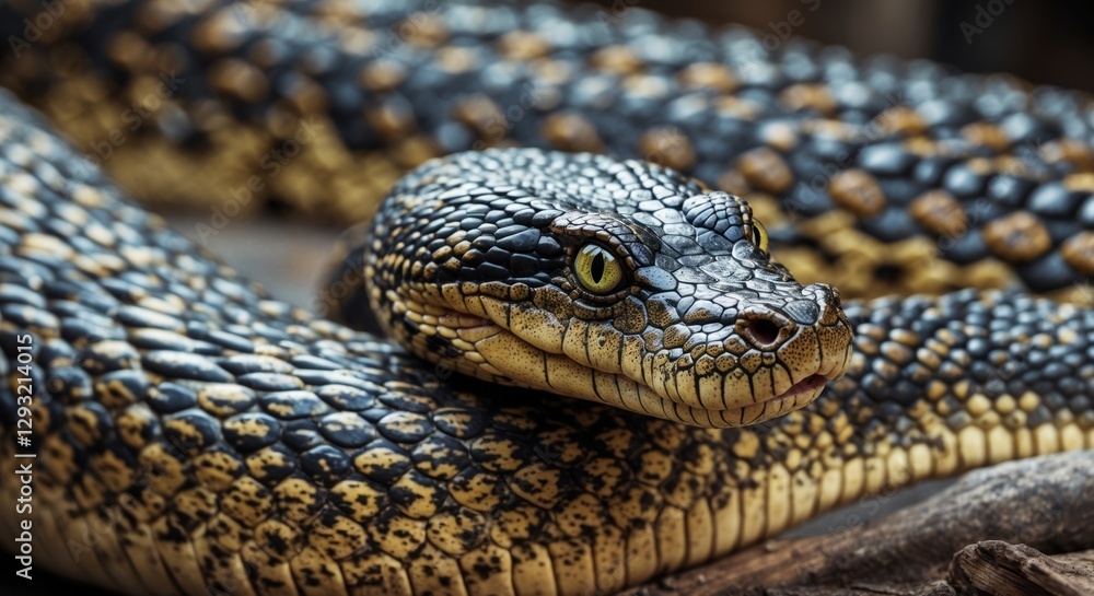 Close-up of vibrant reptile skin texture showcasing intricate patterns of a snake with detailed scales and striking coloration. Close-up of vibrant reptile skin texture showcasing intricate patterns of a snake with detailed scales and striking coloration.