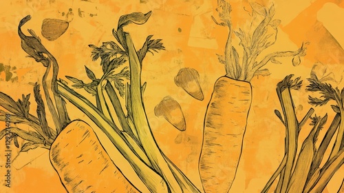A Vibrant Illustration of Carrots and Celery