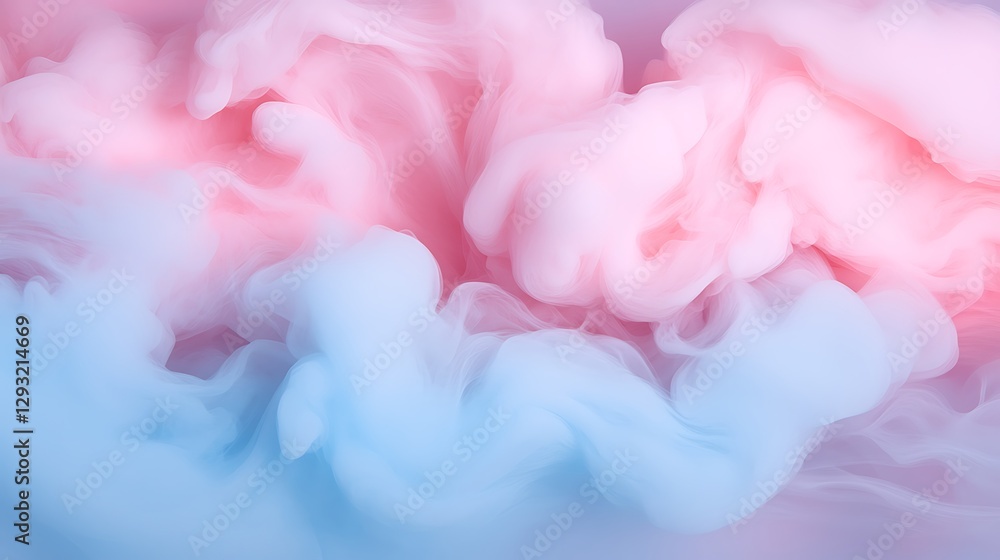 Fototapeta premium Soft Pastel Smoke Swirls in Pink and Blue Hues Creating a Dreamy Ethereal Background for Creative Projects