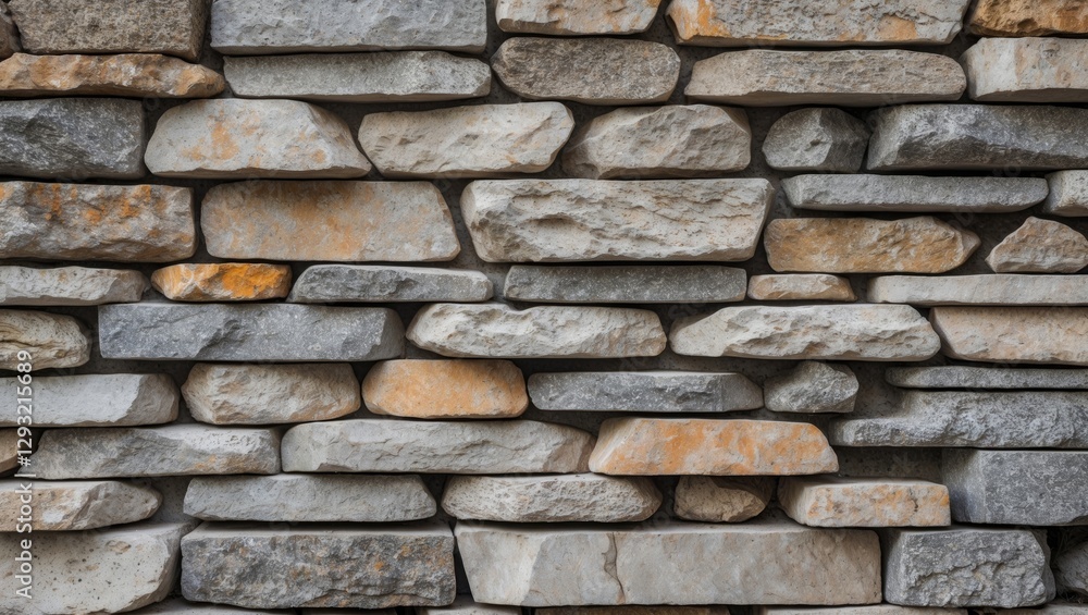 Fototapeta premium Stone Wall Texture with Varied Colors and Shapes for Architectural and Design Applications. Ideal for Backgrounds and Surface Design Projects.