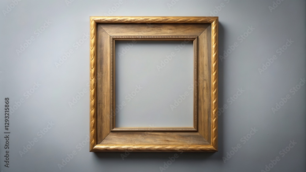 Decorative wooden frame with golden edges on a wall, minimalist style, wood, minimalist style Decorative wooden frame with golden edges on a wall, minimalist style, wood, minimalist style
