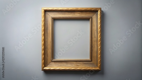 Decorative wooden frame with golden edges on a wall, minimalist style, wood, minimalist style
