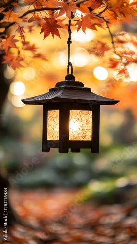 Autumn Japanese Lantern: Warm Glow in Nature