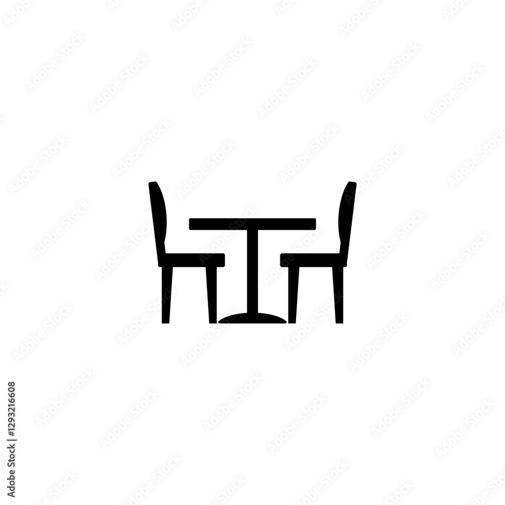 Kitchen table with chairs icon isolated on white background Kitchen table with chairs icon isolated on white background