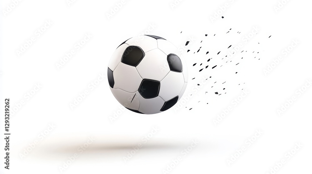 Naklejka premium Dynamic Soccer Ball in Motion Against White Background