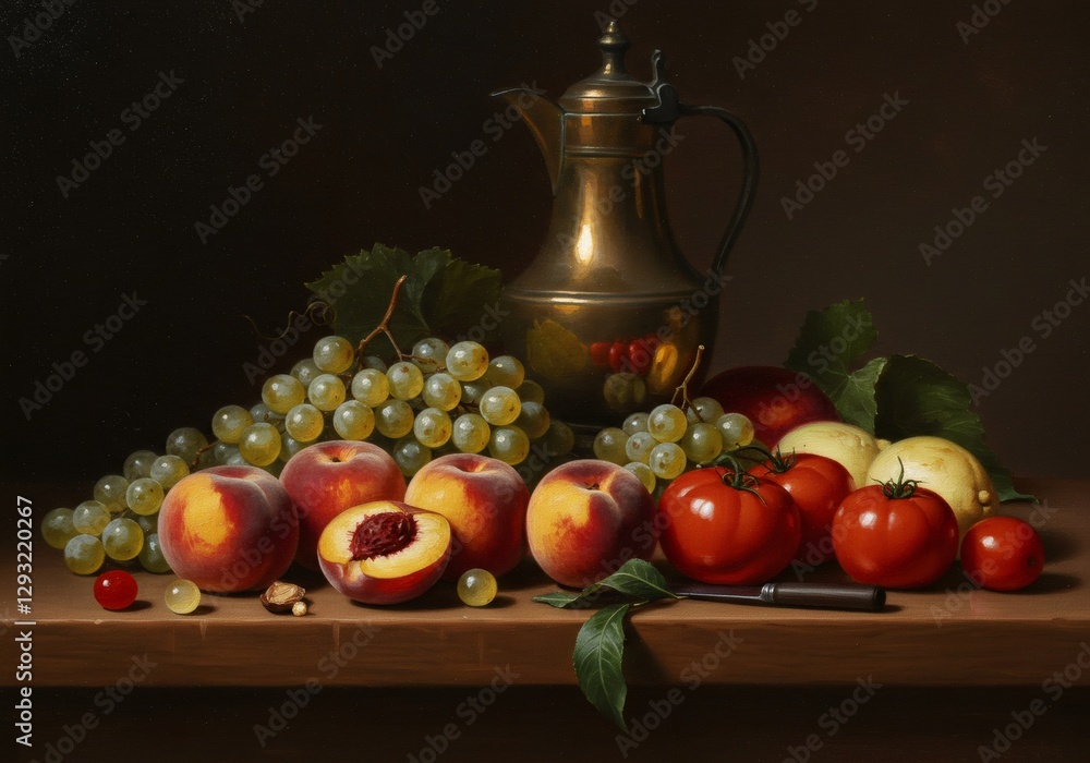 Still Life with Peaches, Grapes and Tomatoes Still Life with Peaches, Grapes and Tomatoes
