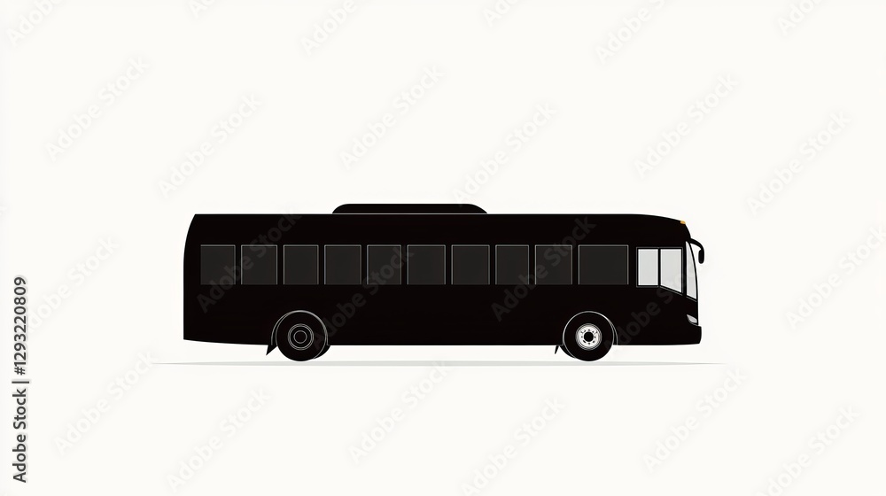 A simple black silhouette icon of a large passenger bus viewed from the side, presented as a vector illustration isolated on a white background A simple black silhouette icon of a large passenger bus viewed from the side, presented as a vector illustration isolated on a white background