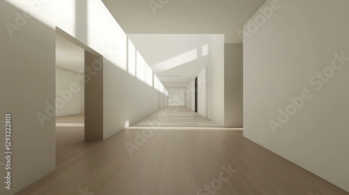 Minimalist living room with white walls and wood floor, embodying simplicity and modern elegance.