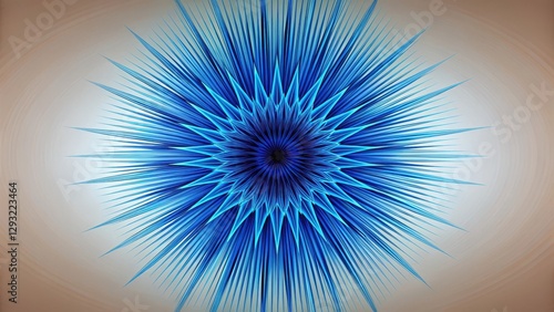 Vibrant blue lines radiate from a central point in a mesmerizing abstract pattern, evoking a sense of sound waves isolated against a neutral background, abstract, blue wireframe