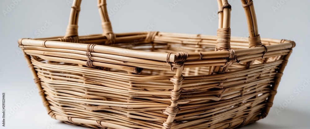 Handmade Wicker Basket Premium Straw Craft with Two Handles Isolated on a White Background Ideal for Home Decor or Storage Solutions Handmade Wicker Basket Premium Straw Craft with Two Handles Isolated on a White Background Ideal for Home Decor or Storage Solutions