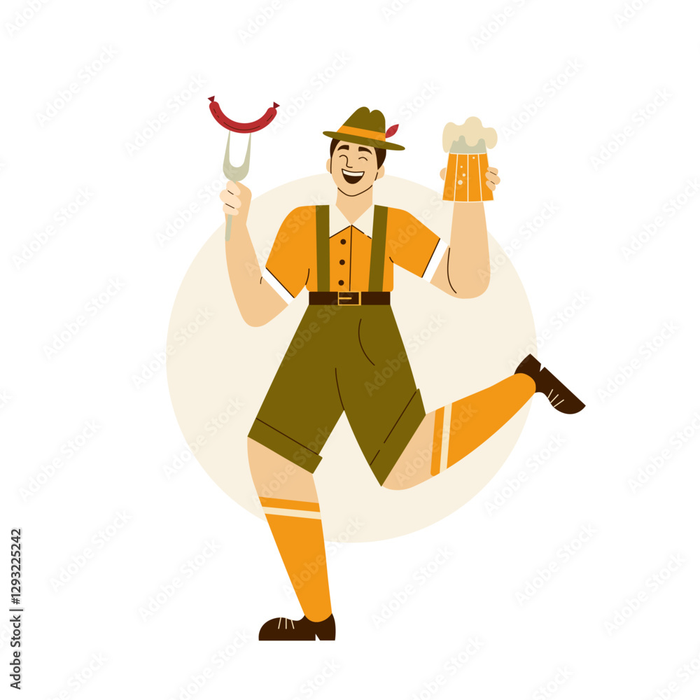 Oktoberfest Man in Costume with Beer