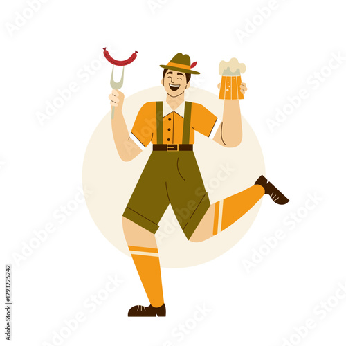 Obraz na płótnie Oktoberfest Man in Costume with Beer w salonie