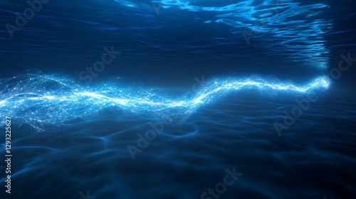 Wallpaper Mural Neutrino streak in deep water, glowing trail, soft ocean backdrop; exploring particle physics in nature. Torontodigital.ca