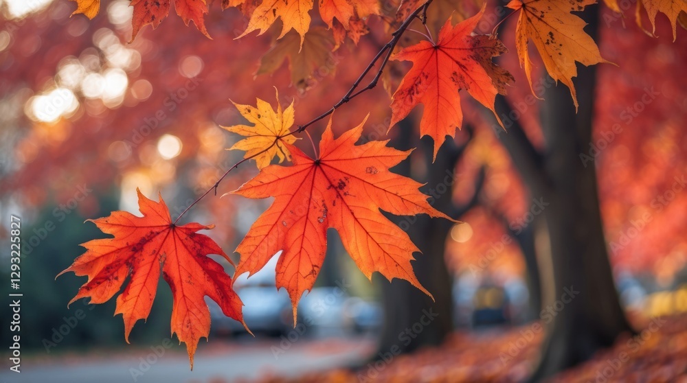 Vibrant red and orange maple leaves illuminate the autumn season amidst a beautiful natural backdrop capturing the essence of fall. Vibrant red and orange maple leaves illuminate the autumn season amidst a beautiful natural backdrop capturing the essence of fall.