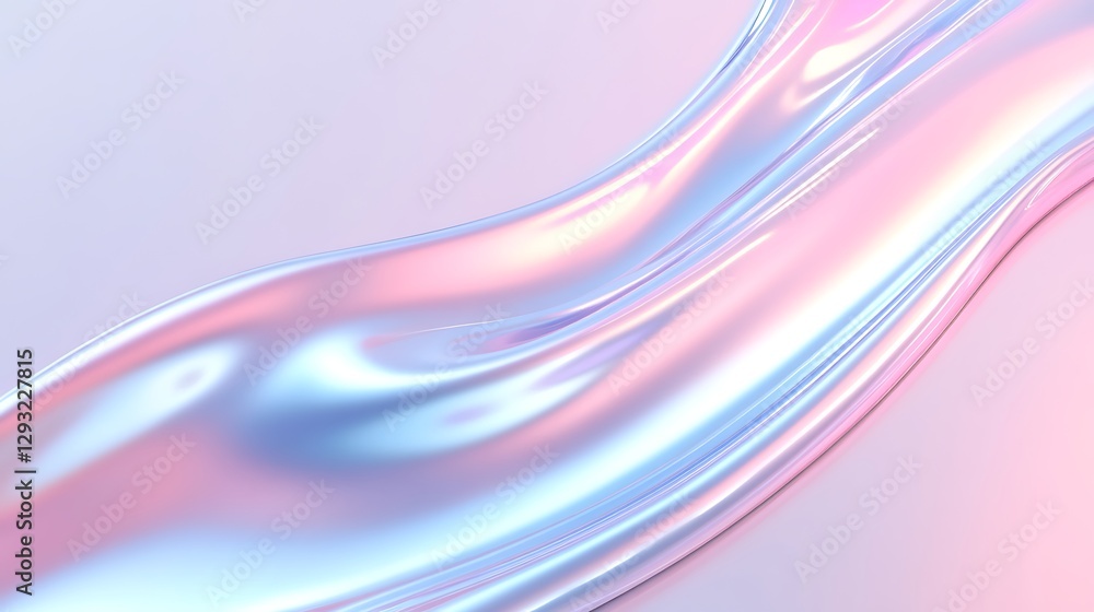 Soft Silky Wave with Iridescent Texture in Pastel Pink and Blue Tones for Modern Background Design