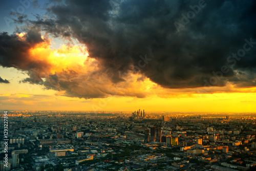sunset over Moscow city