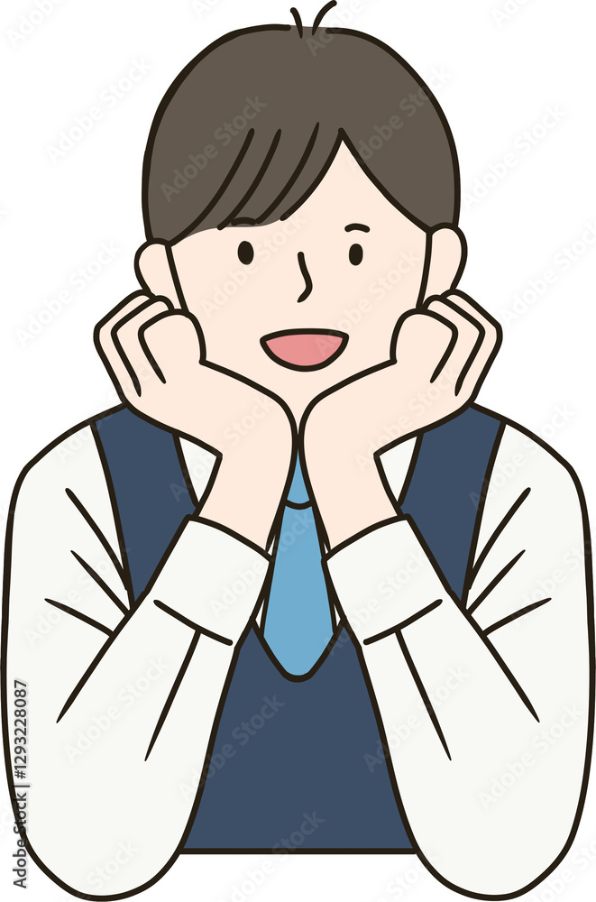 high school boy wearing a uniform, resting his chin on his hands, symbolizing concentration, deep thinking, and contemplation. Education, school life, and study-related concept. high school boy wearing a uniform, resting his chin on his hands, symbolizing concentration, deep thinking, and contemplation. Education, school life, and study-related concept.