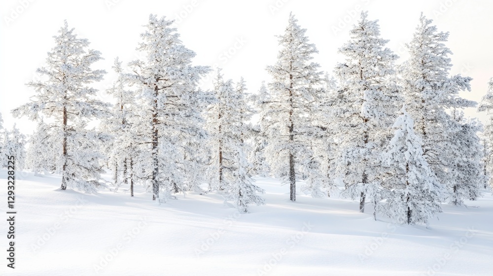 Snowy forest in Lapland, a serene winter wonderland of tranquility and purity. Snowy forest in Lapland, a serene winter wonderland of tranquility and purity.