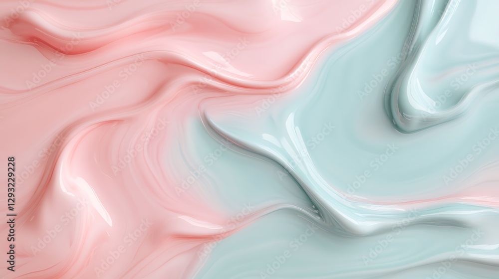 Obraz premium Soft Swirls of Pink and Mint Abstract Art with Smooth Texture for Background or Design Use