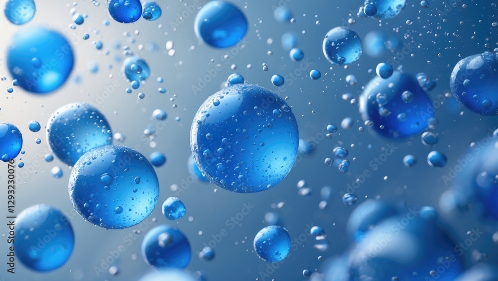 Colorful blue bubbles against a gradient backdrop creating a captivating and refreshing background texture for various designs. Colorful blue bubbles against a gradient backdrop creating a captivating and refreshing background texture for various designs.