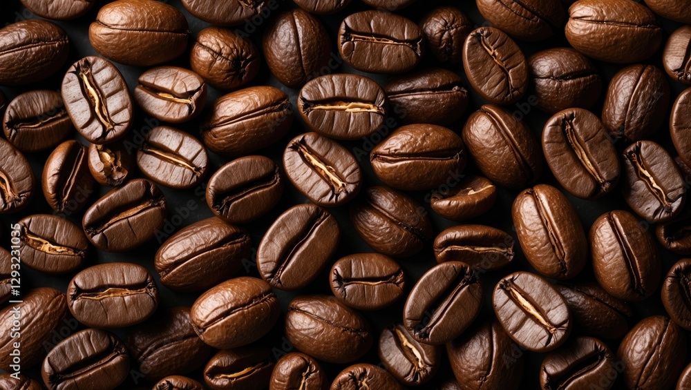 Obraz premium Roasted brown coffee beans texture background for culinary and beverage themed designs
