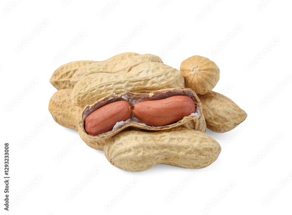 Pile of fresh peanuts isolated on white Pile of fresh peanuts isolated on white