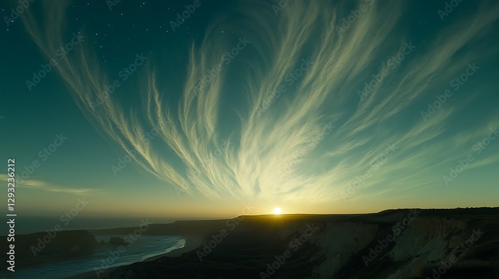 Obraz premium Coastal Sunset with Dramatic Clouds