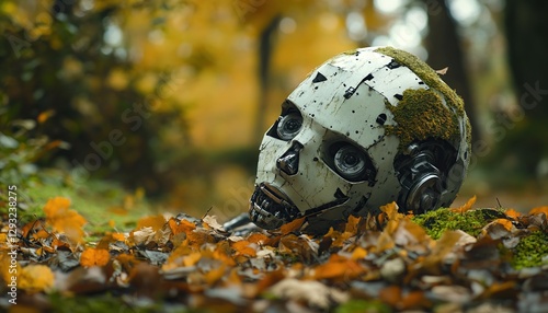 Wallpaper Mural Forgotten Technology of a Defunct AI Robot in the Wilderness Copy Space Torontodigital.ca