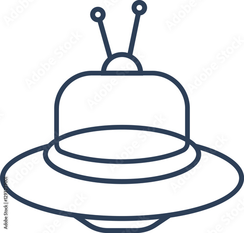 UFO  Alien spaceship Cartoon design vector outline