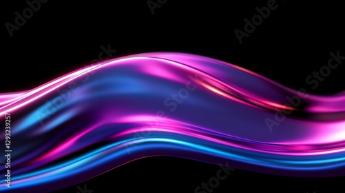 Vibrant and Elegant Flowing Waves of Pink and Blue Light Against a Dark Background