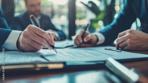 In a business setting, attorneys and corporate experts review contracts together. This consultation aims to clarify legal matters, offer guidance, and facilitate agreements.