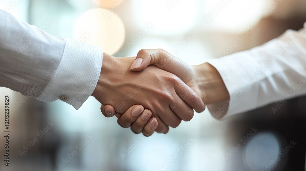 Partnership handshake between professionals, indicating collaboration and teamwork in business. Partnership handshake between professionals, indicating collaboration and teamwork in business.
