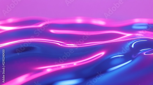 Vibrant Glowing Waves with Purple and Blue Lights Creating a Surreal Abstract Background Design