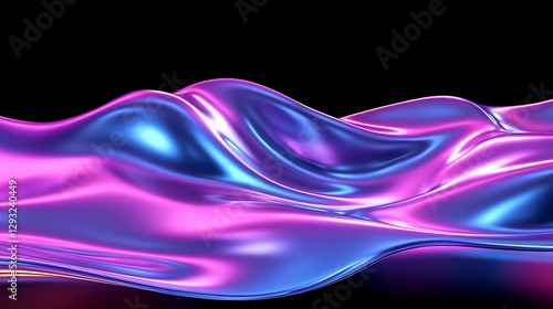 Vibrant Fluid Surface with Colorful Reflections in Pink and Blue Tones on a Black Background