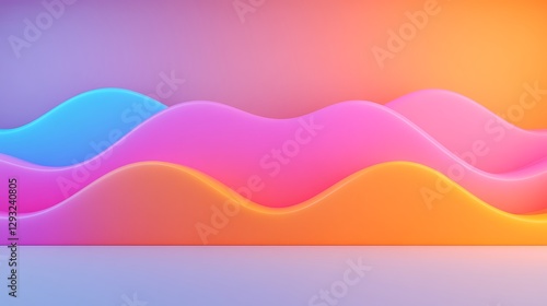 Vibrant Waves of Colorful Fluid Shapes in Gradient Background for Abstract Visuals and Creative Design Projects