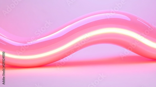 Wavy Pink Light Sculpture with Glossy Finish on Soft Gradient Background for Artistic and Modern Decor