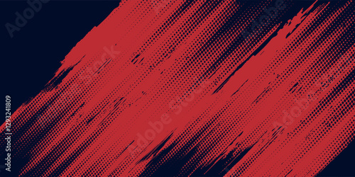 Red halftone dots blue color pattern gradient grunge texture background. Dot pop art comic sport  grunge texture
