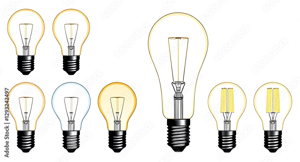 set of light bulb isolated on white background set of light bulb isolated on white background