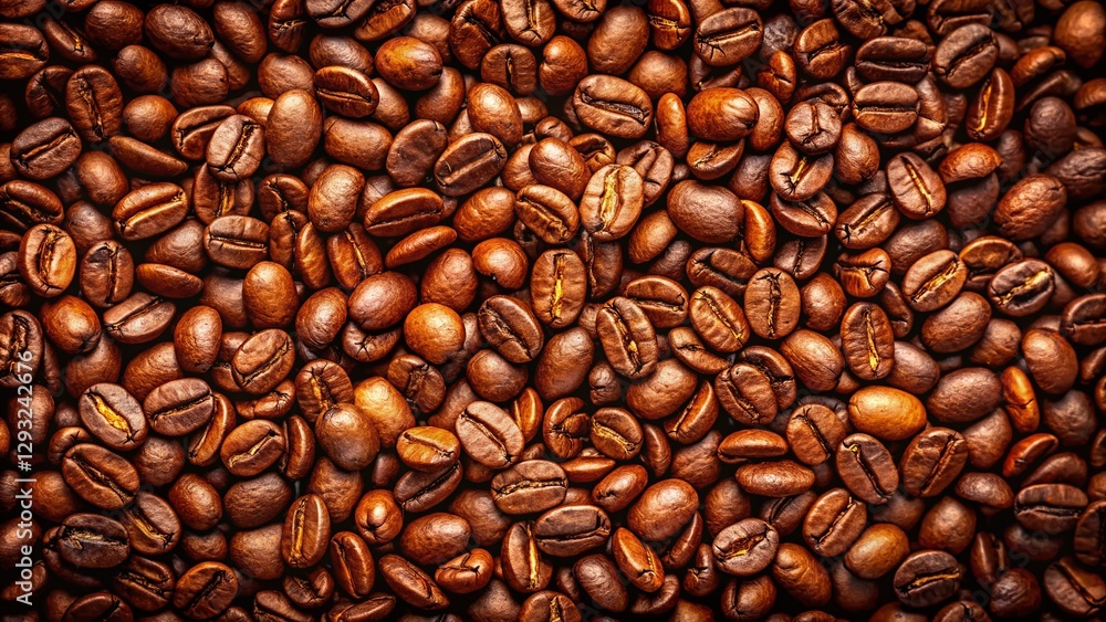Fototapeta premium Panoramic Coffee Beans Background with Copy Space for Text and Branding