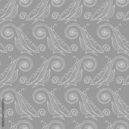 seamless botanical pattern of painted oriental motifs 