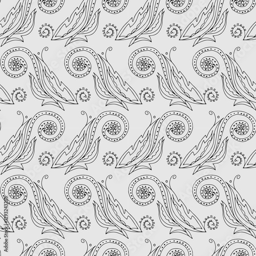 seamless botanical pattern of painted oriental motifs 