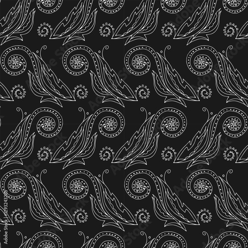 seamless botanical pattern of painted oriental motifs 
