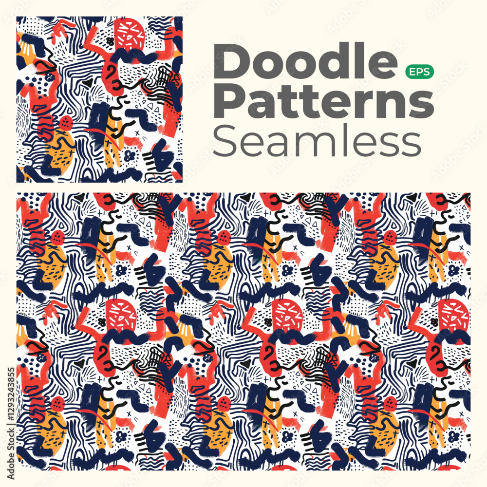 Doodle abstract full color patterns seamless Doodle abstract full color patterns seamless