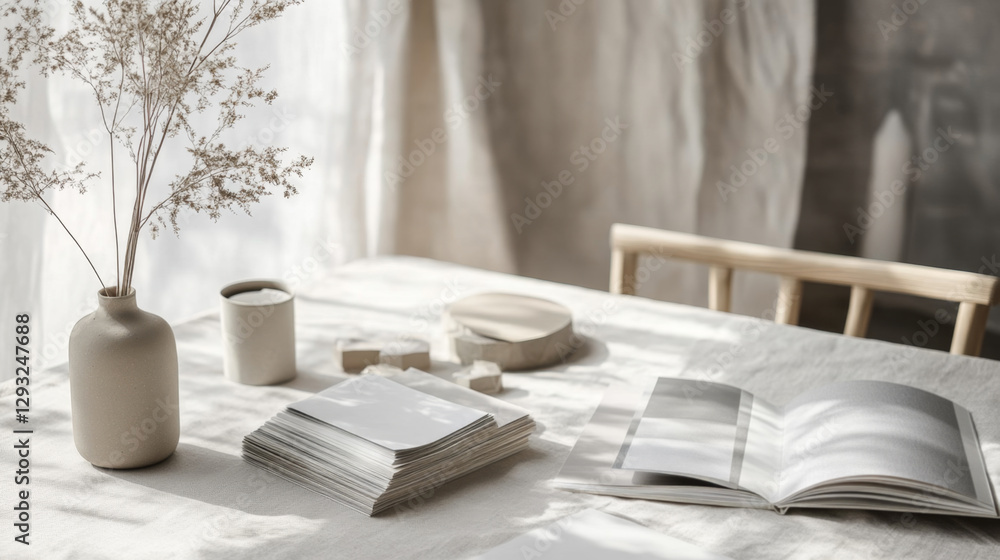 Minimalist Workspace with Neutral Tones and Natural Light Minimalist Workspace with Neutral Tones and Natural Light